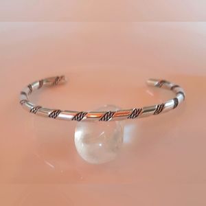 Silver Bangle with Wire Twist